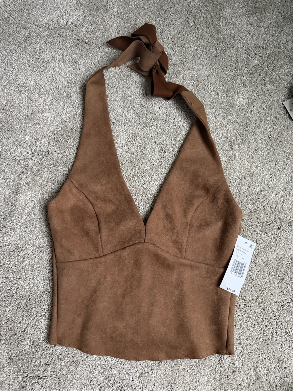 Women’s Suede Halter Top Dress - Brown